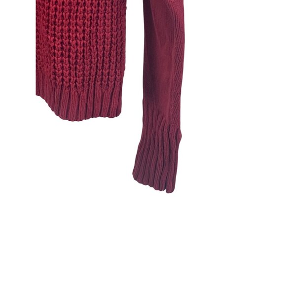 Old Navy Red Chunky Knit Scoop Neck Sweater S Tomato Girl Cotton Blend Relaxed F - Picture 6 of 8
